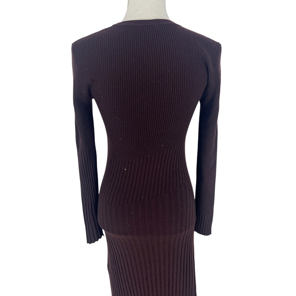 A.L.C. Emmalynn Rib Knit Merino Wool Midi Dress Brown Size Small - Picture 15 of 16